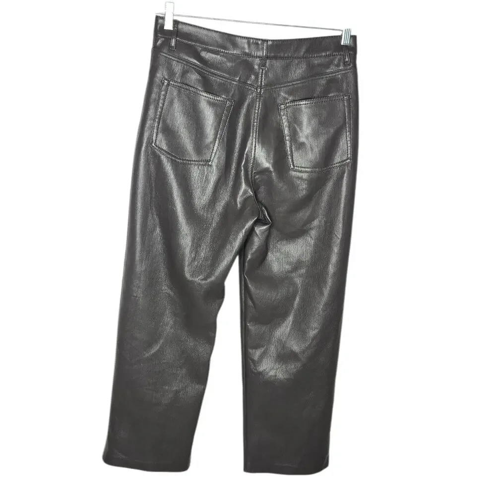 Aritzia Wilfred Gray The Melina Pant Cropped Vegan Leather Women's 10